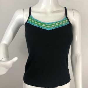 Free People Embroidered Basic Spaghetti Tank Top